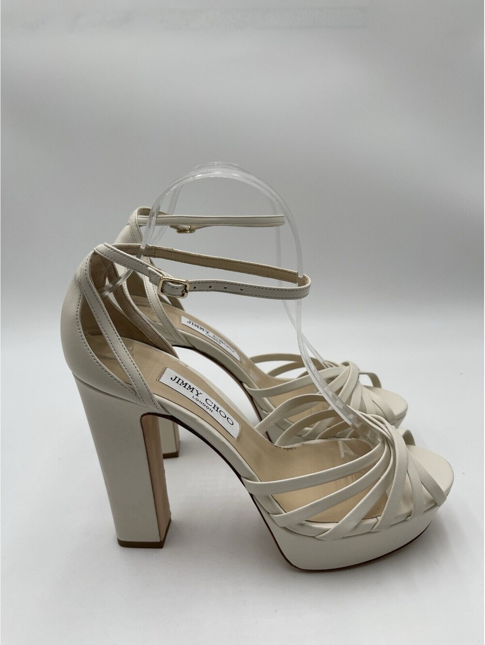 Jimmy Choo Isra 120 platform heel White leather sandals Size 39.5